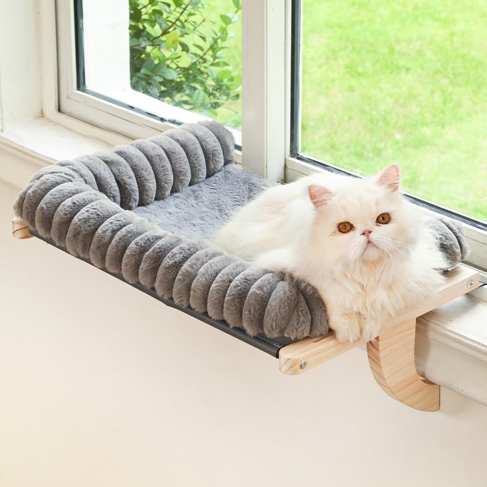 Valigogo perchoir fenetre chat avec coussin nuageux pour le confort.