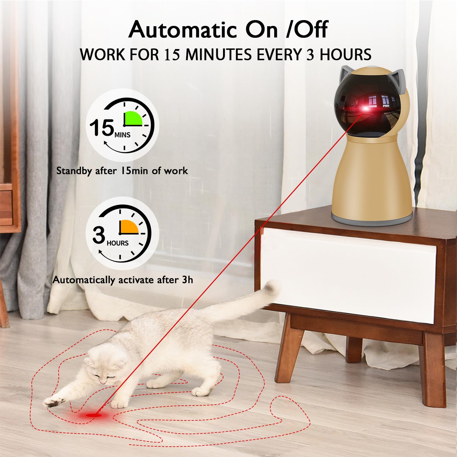 Valonii laser 3 vitesses adaptées à l’âge et l’énergie du chat.