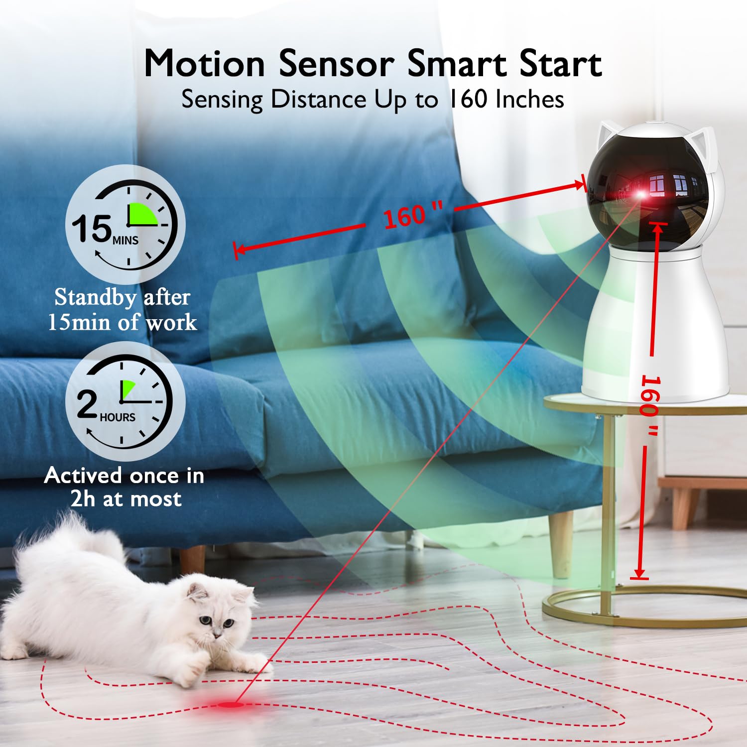 Valonii Chat Laser Capteur Mouvement: activation automatique pour jeux interactifs sans effort.