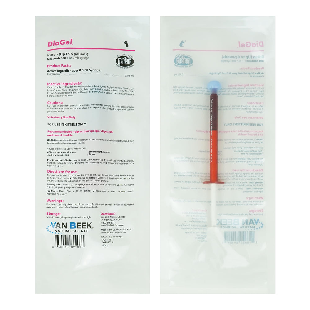 DiaGel Van Beek Natural Science, bouteille: soutien digestif rapide pour chatons.