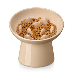 Bol chat en céramique Vancasso avec ralentisseur intérieur, favorisant une prise alimentaire plus lente.
