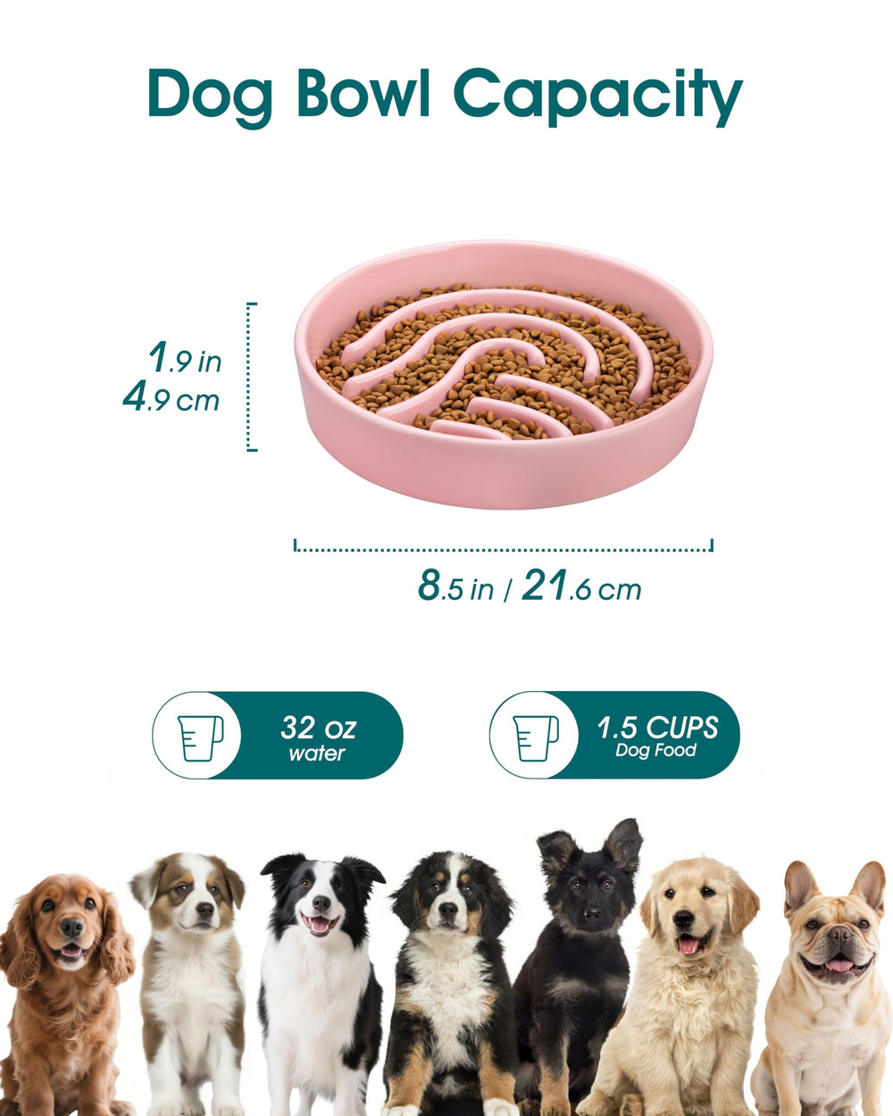 Bol lent vancasso rose 1,5 tasse, idéal pour repas mesurés.