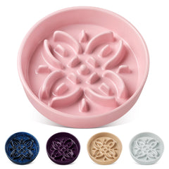 Bol slow feeder en céramique Vancasso avec fleurs rose, idéal pour un repas plus attentif.