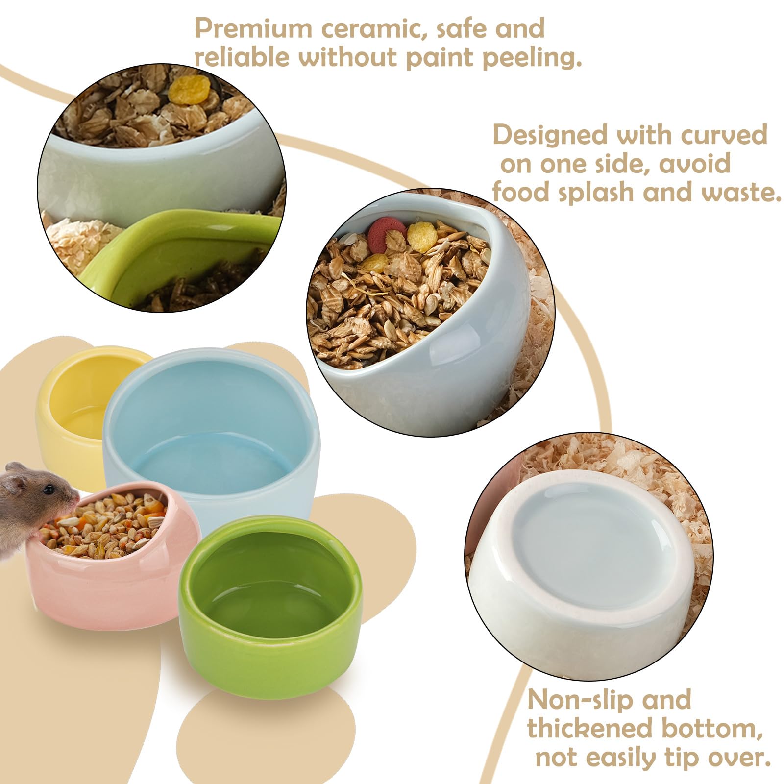 Ensemble VanEnjoy de 4 gamelles céramique, polyvalentes pour nourriture et eau