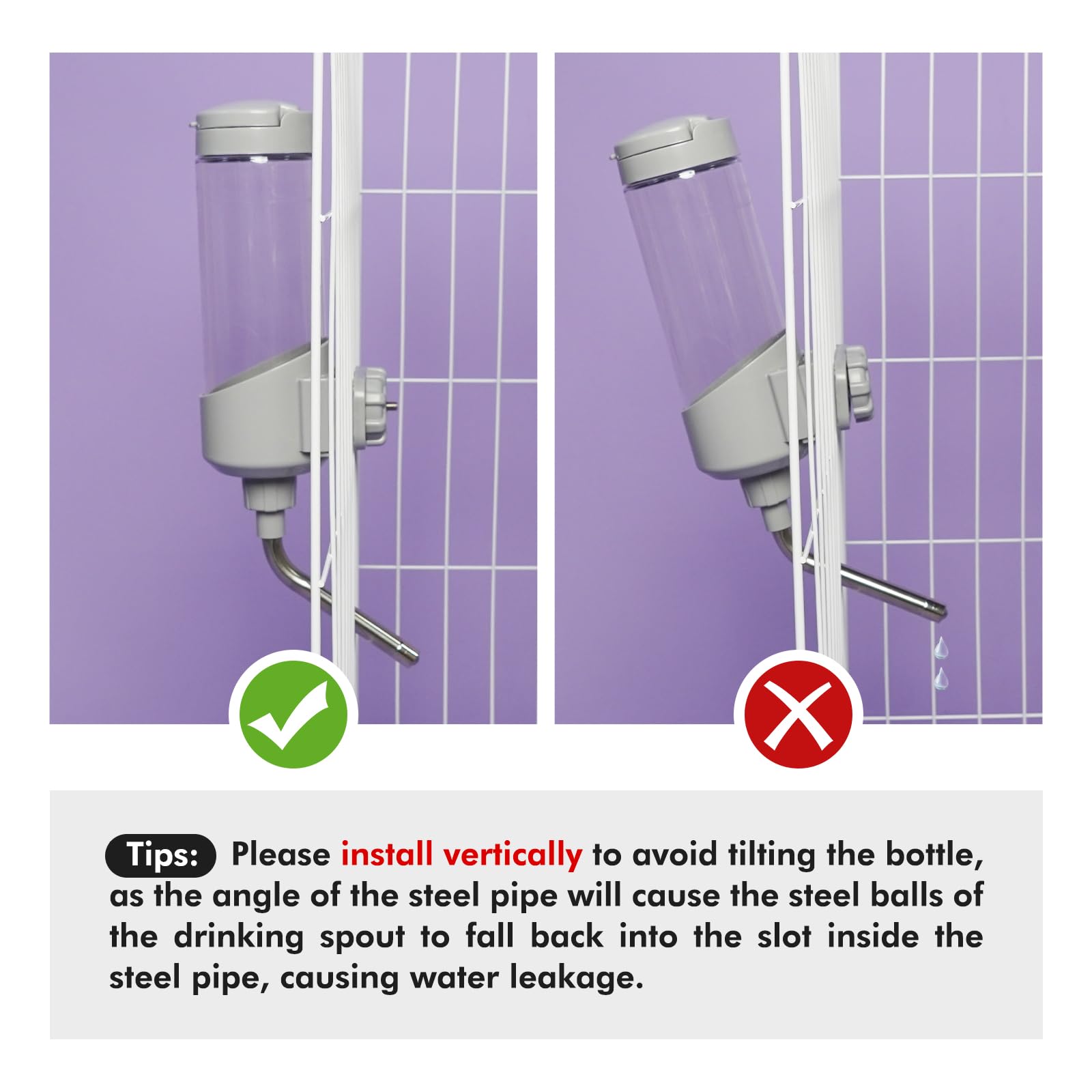 Vannon bouteille eau cage 680ml sans BPA pour animaux.