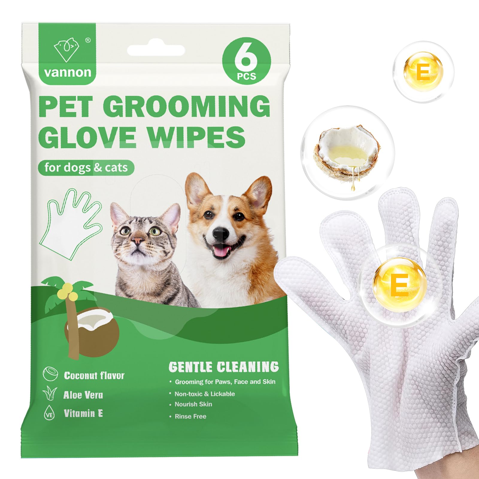 Gants lavage Vannon dans le paquet, prêt à l’emploi pour animaux.