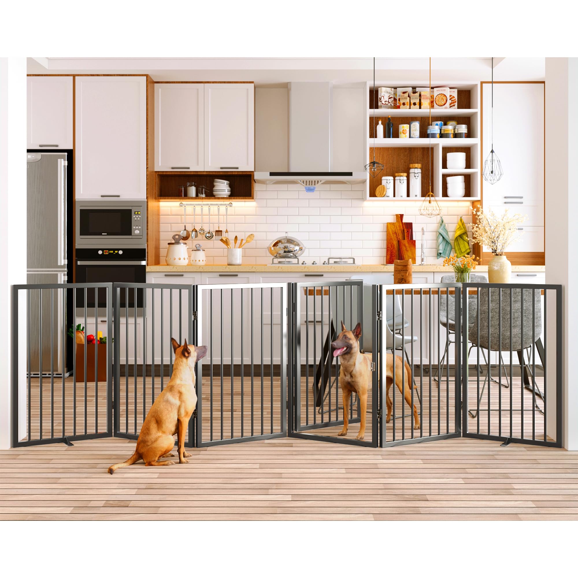 Barrière Vantas pour chiens 120 pouces ouverte, idéale pour grands espaces