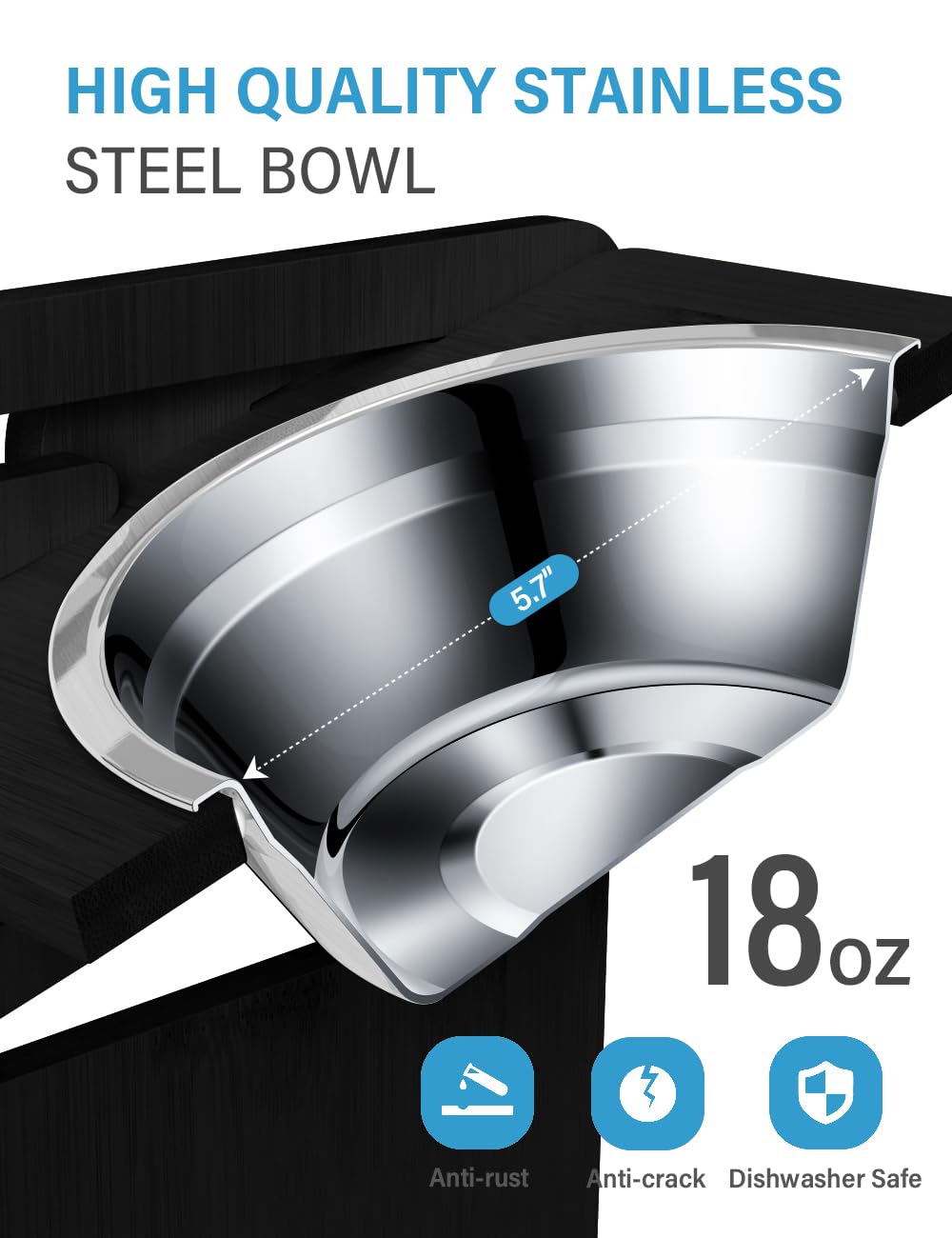 Entretien facile des bols inox et surface lisse pour un usage quotidien.