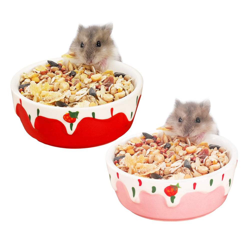 Bol VanEnjoy pour hamster en céramique rouge, robuste et facile à nettoyer