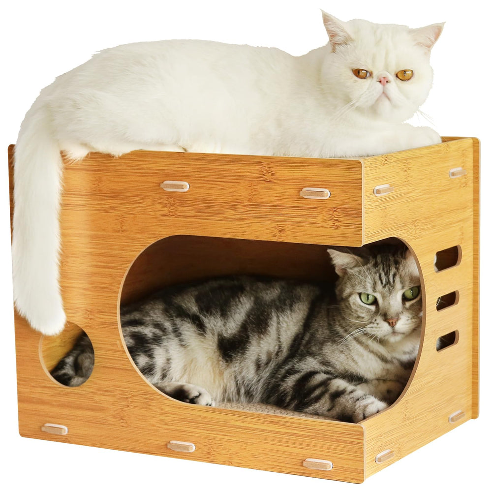 VARLNALY maison-grattoir-chat 2-en-1, espace jeu et repos pour chat intérieur.