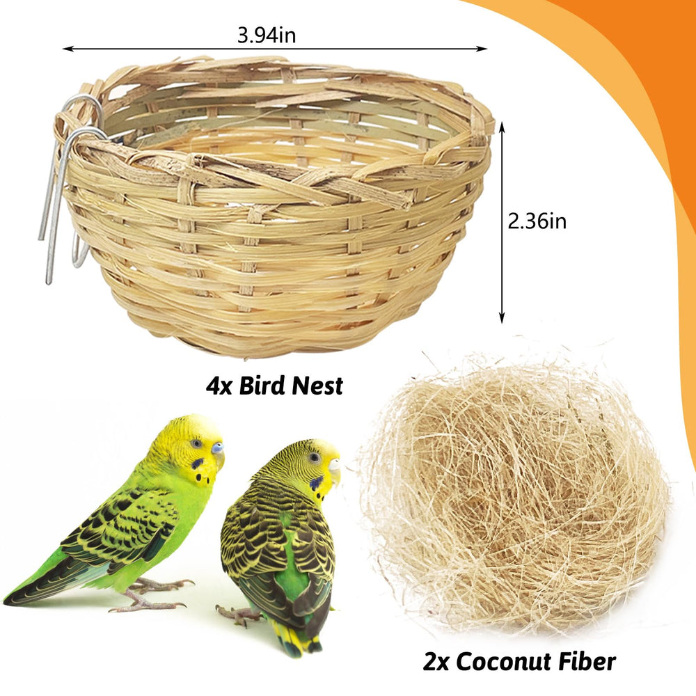Lot de 4 nids VCEPJH en bambou, idéal pour élevage et repos des oiseaux.