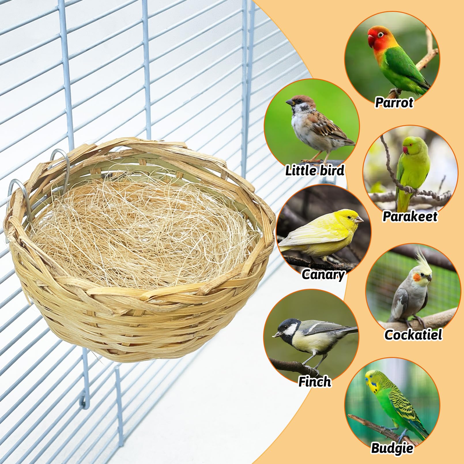 Ensemble de nids VCEPJH pour petits oiseaux dans la cage.
