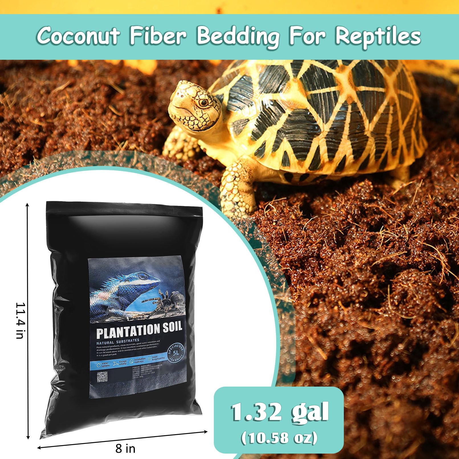 VCEPJH substrat coco naturel texture douce pour terrarium.