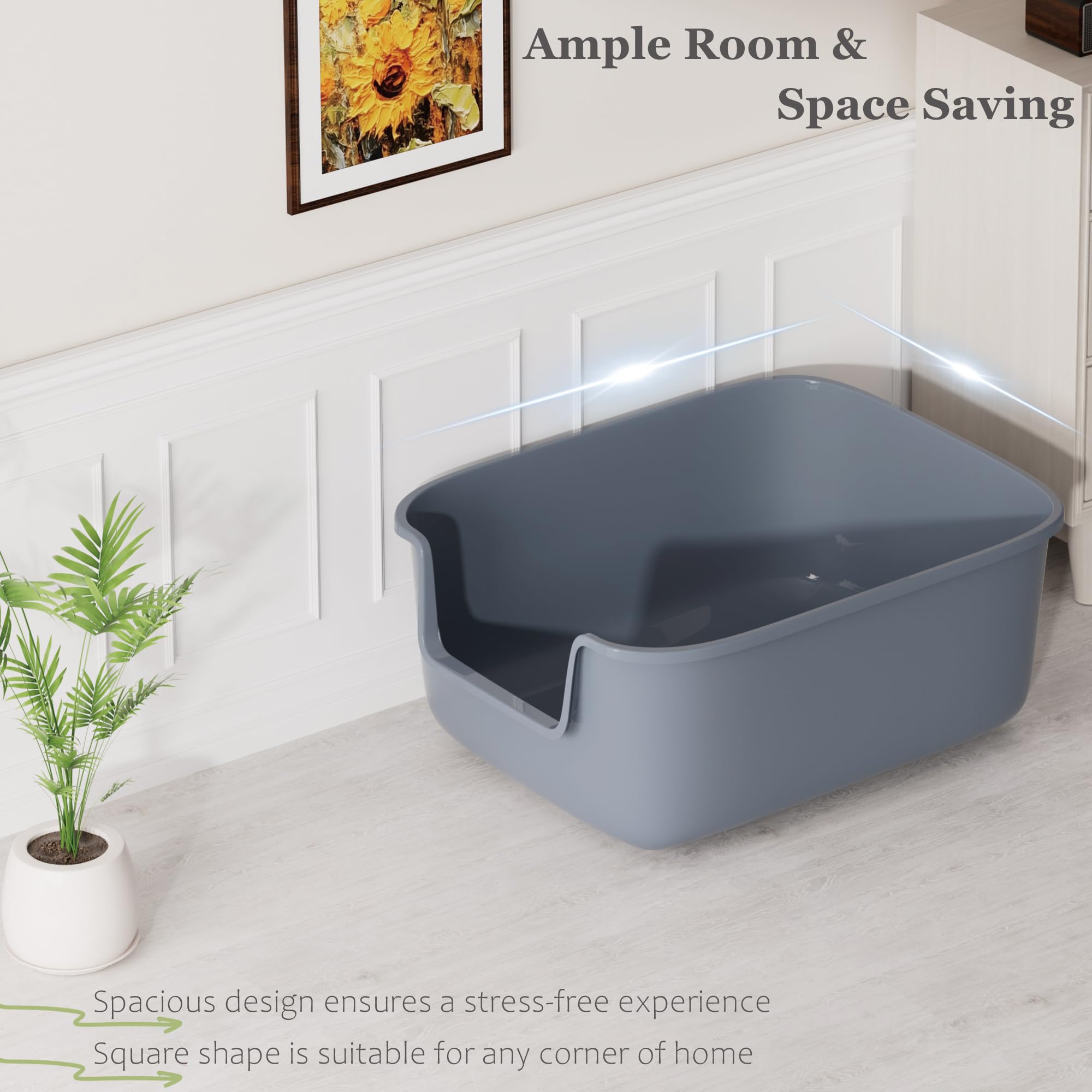 Vealind grand bac litière chat — design monobloc sans joints