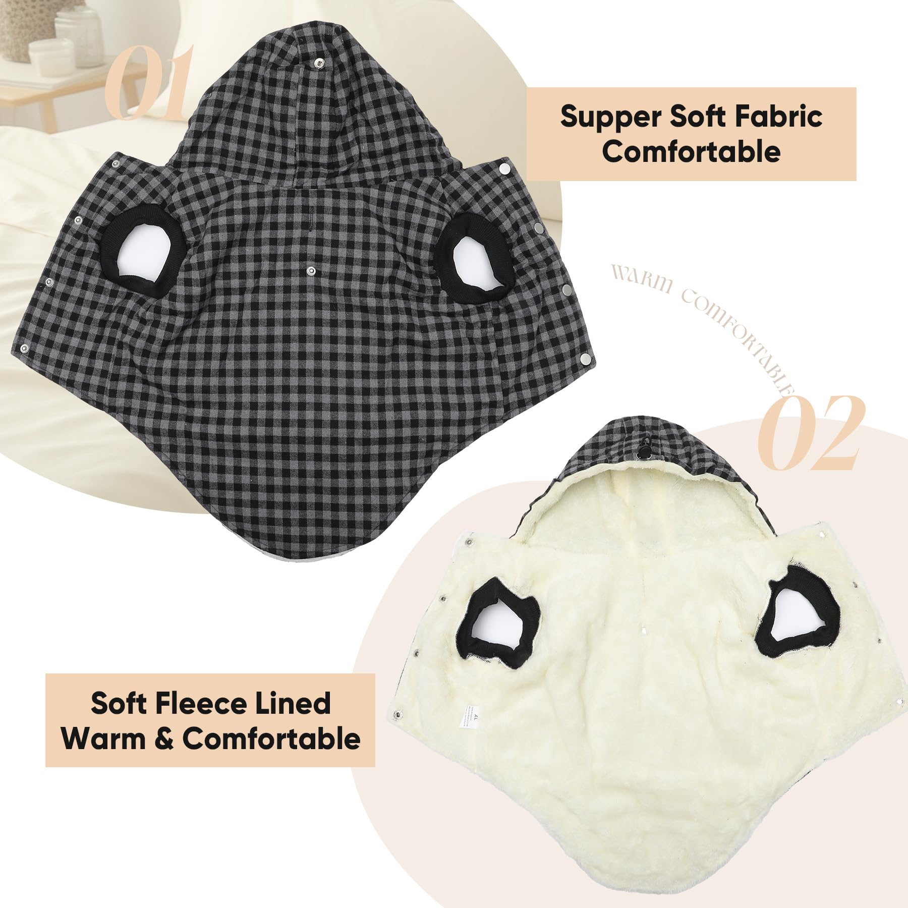 Vecomfy capuche avec cordon de serrage, protection des oreilles en extérieur.