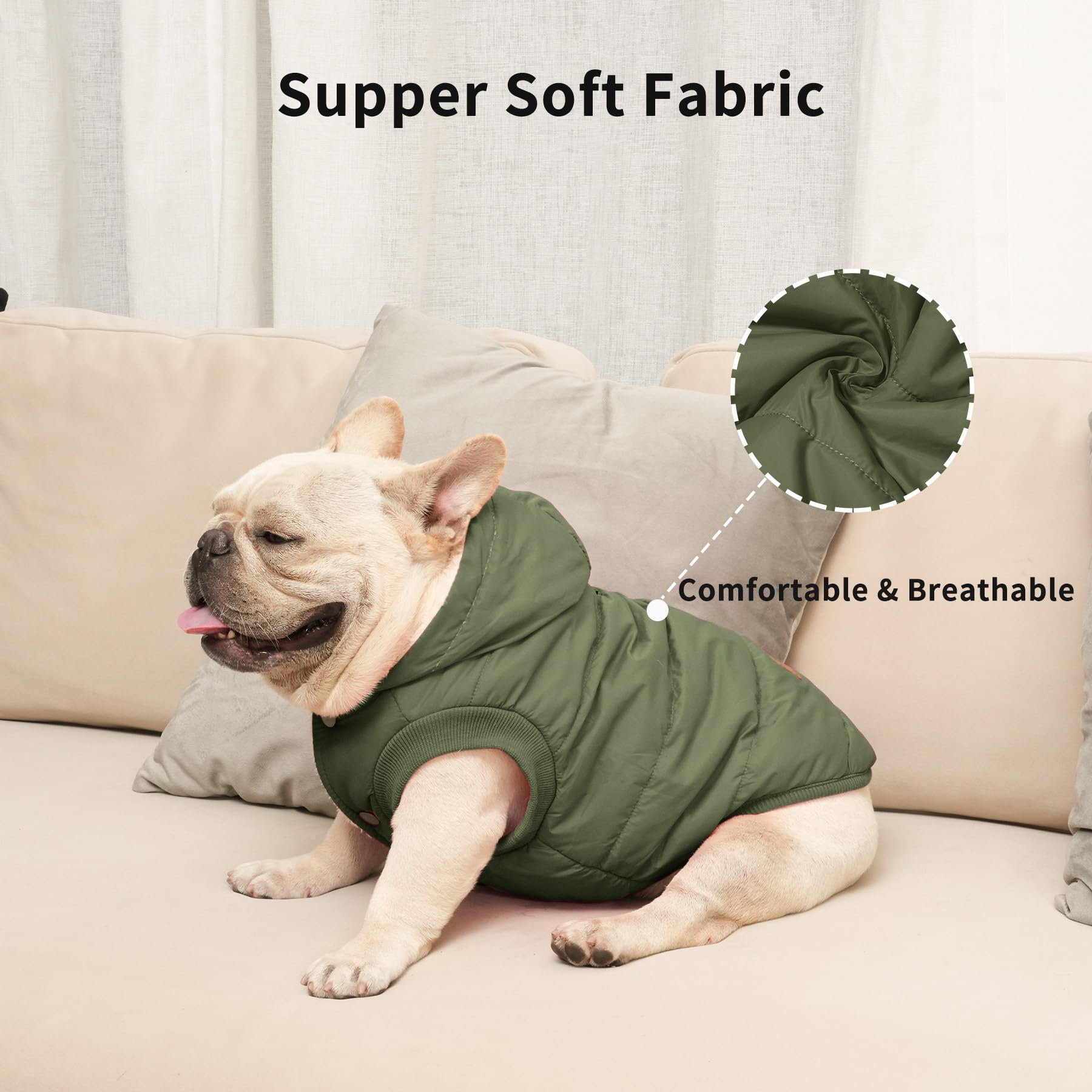 Vecomfy doudoune chien doublure intérieure chaude, isolation légère.