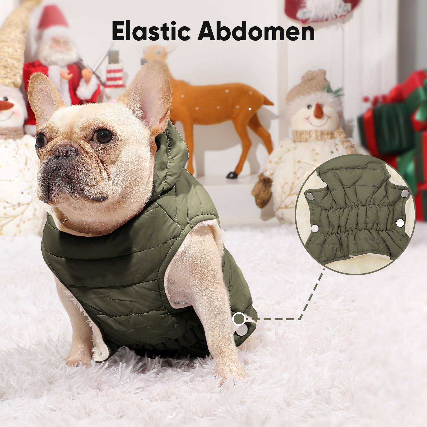 Manteau Vecomfy pour chien avec harnais intégré, sécurité renforcée lors des promenades.