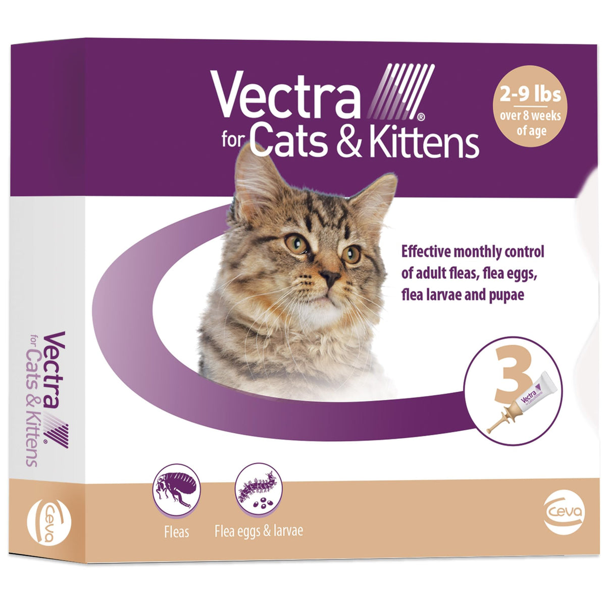 Vectra chaton embout arrondi: application facile sur la peau pour une protection mensuelle.