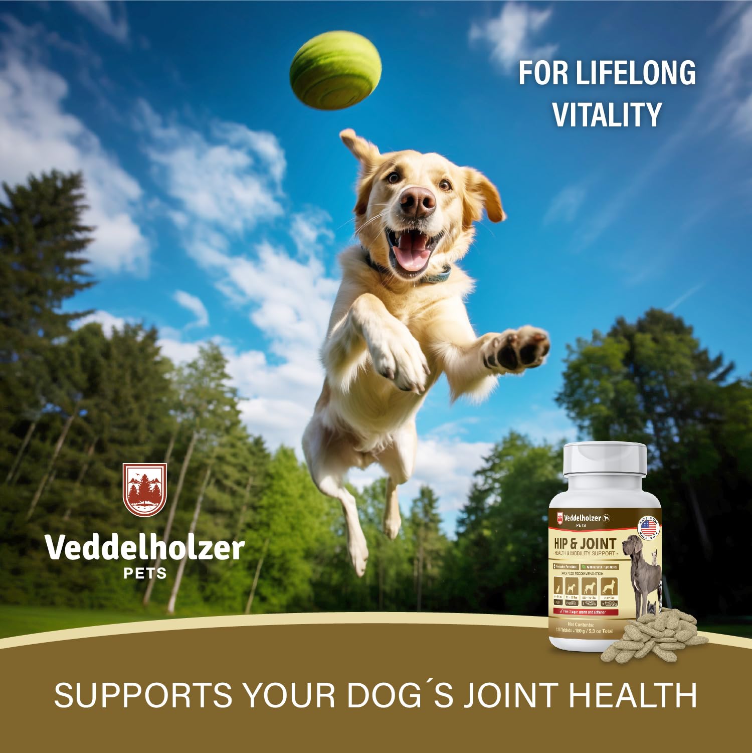 Veddelholzer tablettes articulation chien, aide potentielle pour une activité soutenue.