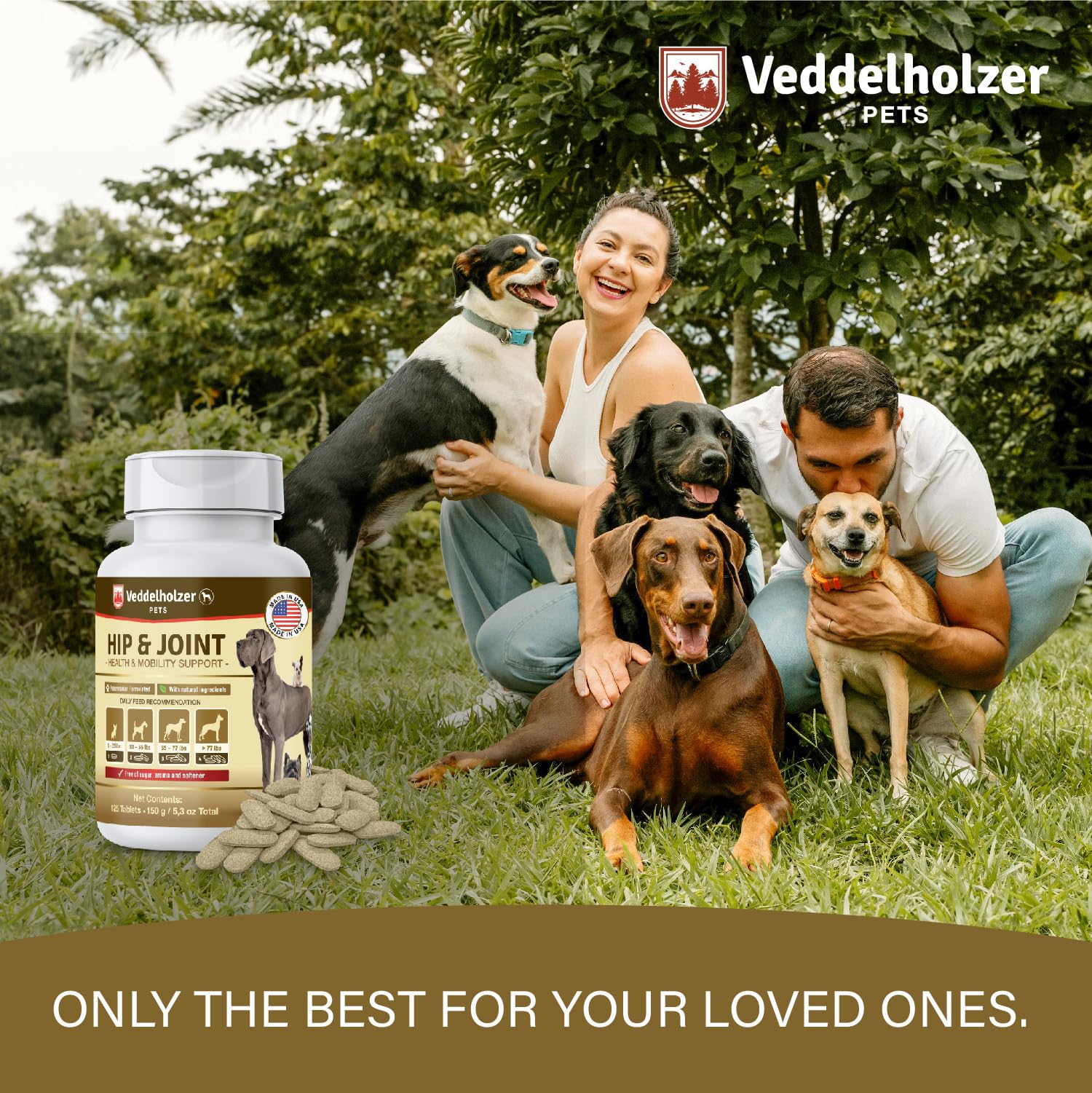 Veddelholzer tablettes pour chiens de toutes tailles, compatibilité et routine simple.
