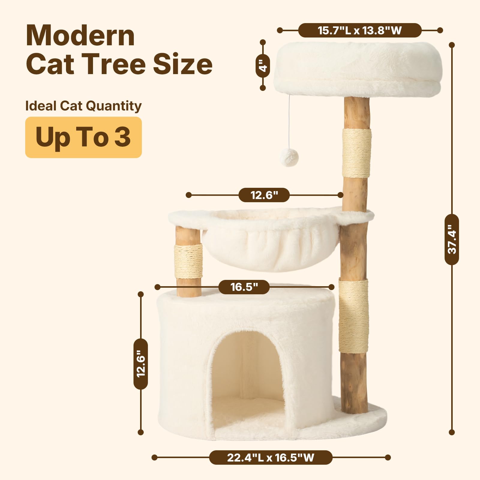 Coussins amovibles lavables sur l’arbre à chat Veehoo