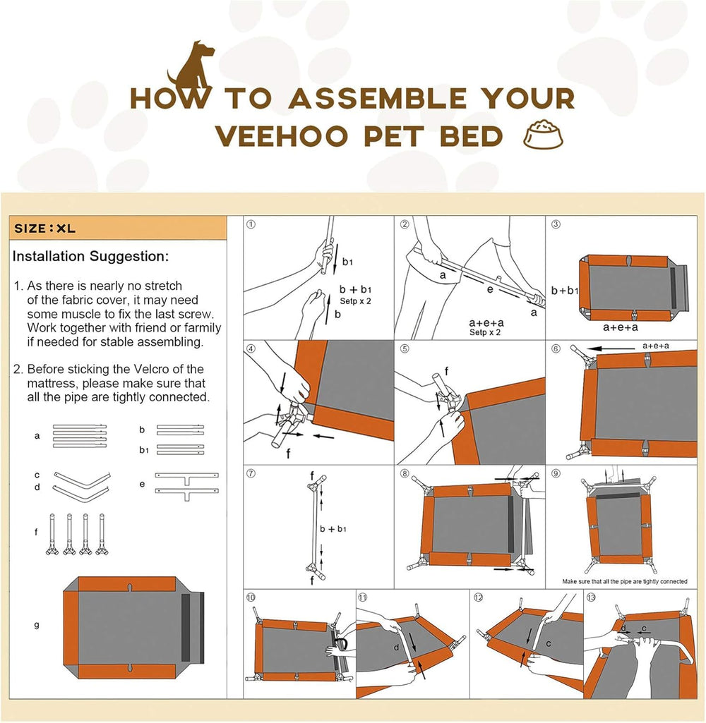 Dimensions XL du lit Veehoo adaptées pour chiens moyens et grands