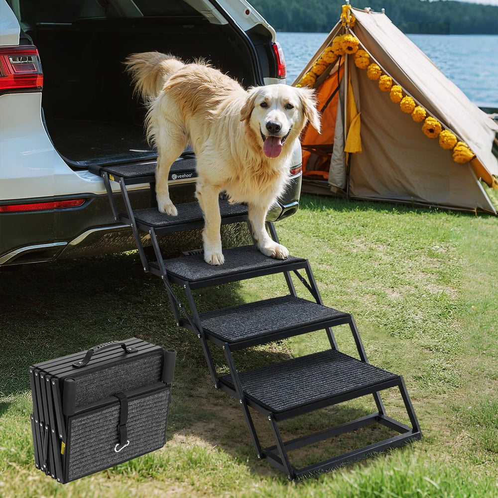 Veehoo escaliers pliables pour chiens facilitant l’accès au véhicule.
