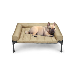 Lit surélevé Veehoo, cadre robuste et soutien pour chiens jusqu'à 50 kg.