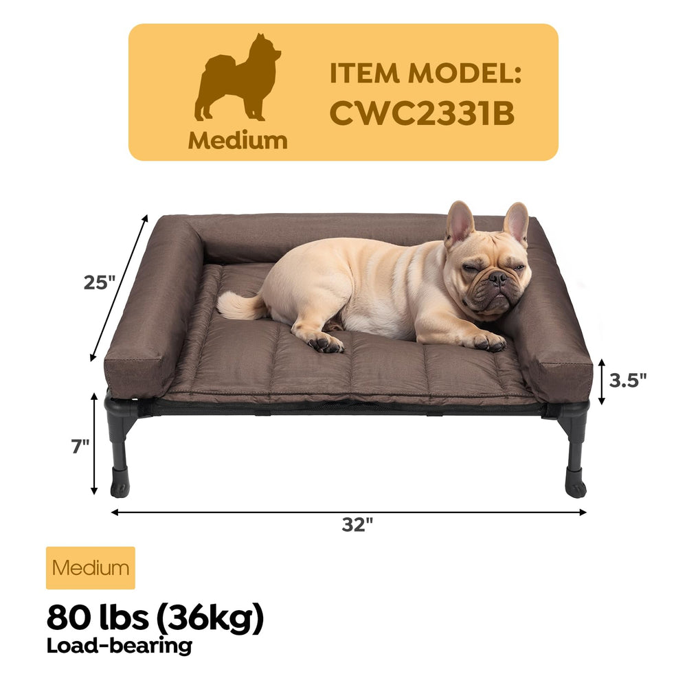Veehoo lit chien elevé matelas trois cotes: maintien du cou et sécurité des siestes