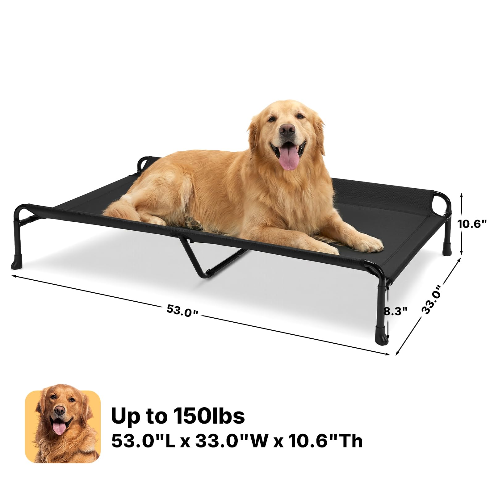Lit chien Veehoo XXL transportable et facile à nettoyer pour camping et maison.