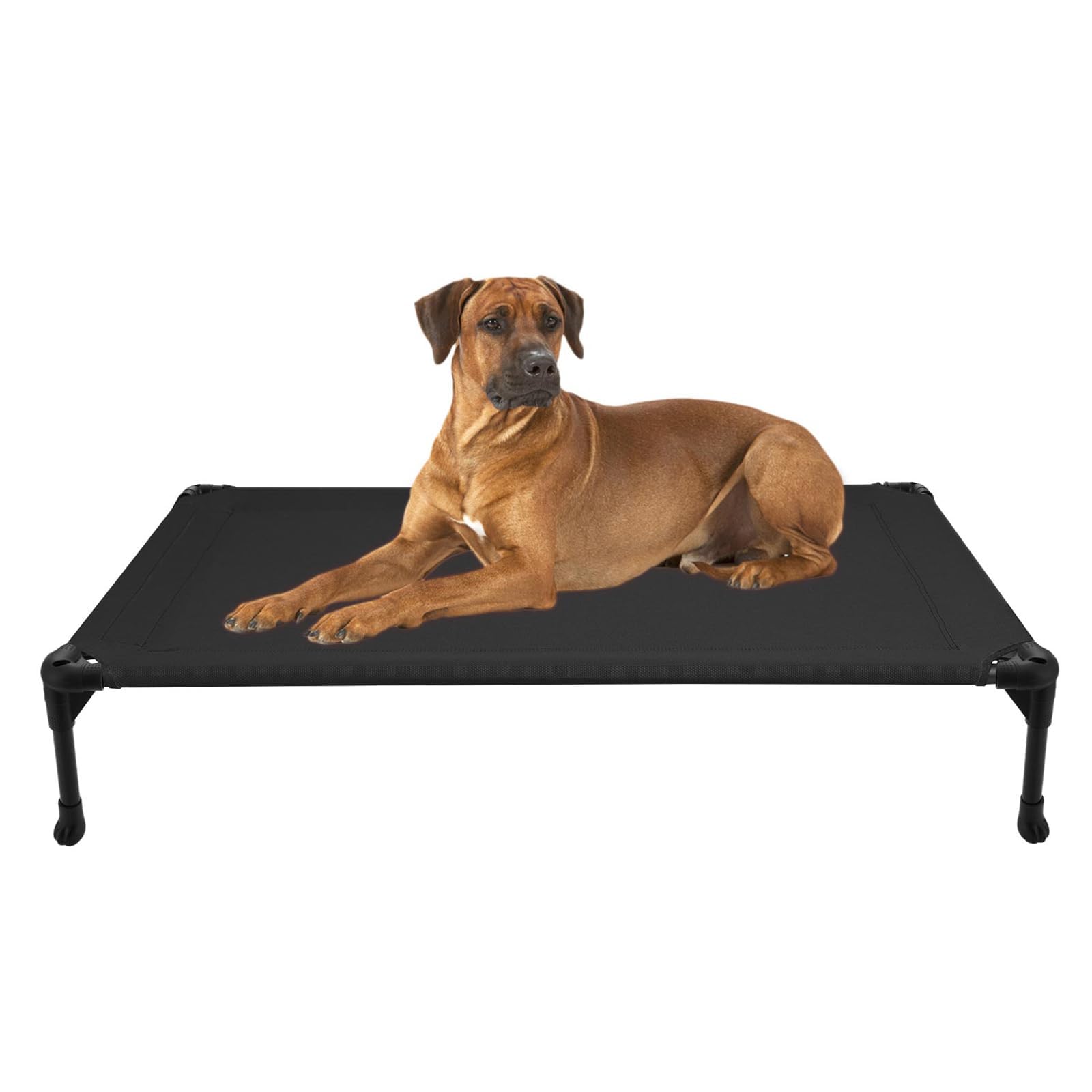 Lit chien Veehoo exterieur eleve, tissu respirant pour repos frais