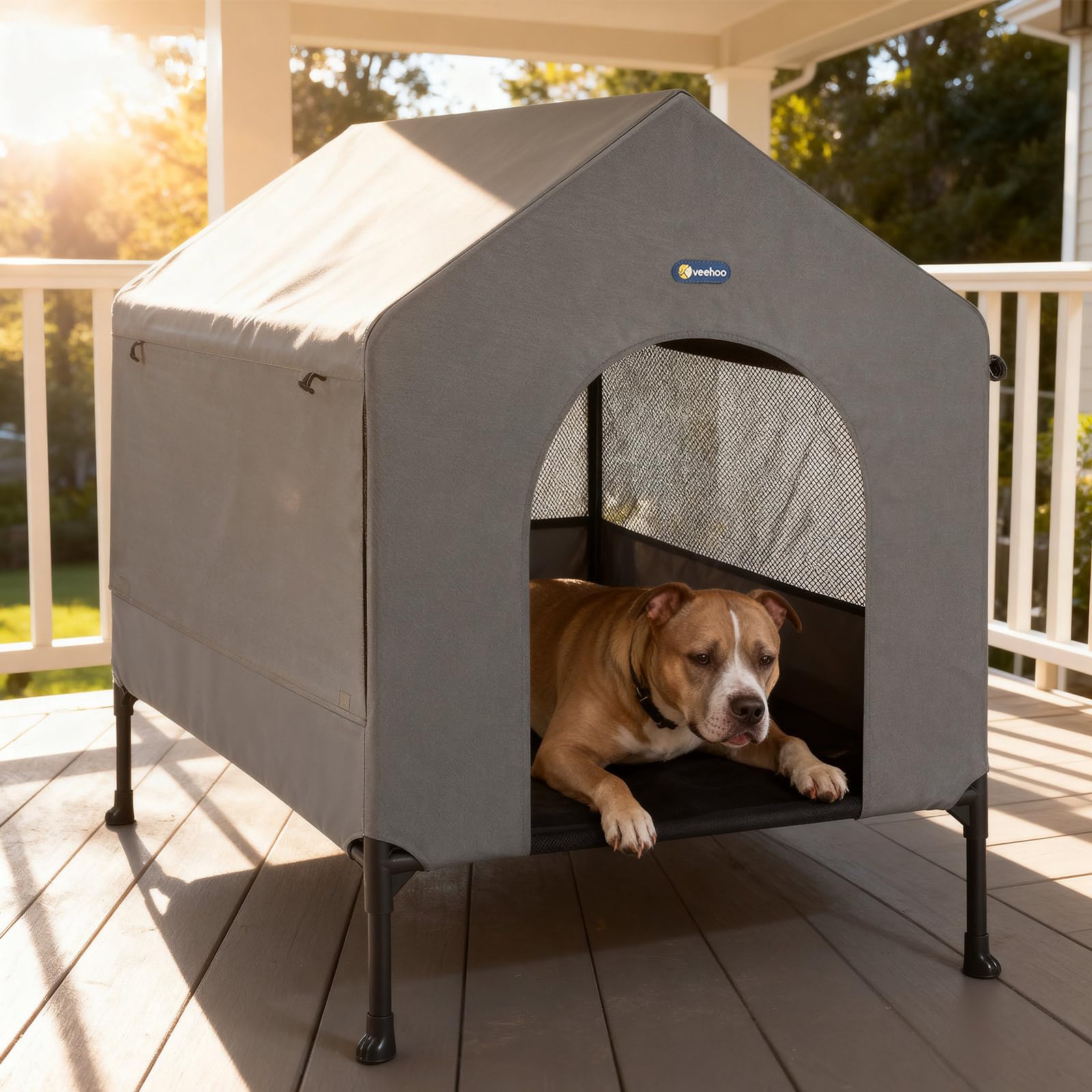 Veehoo 35: niche surelee pour chien appelee exterieur reste au sec.