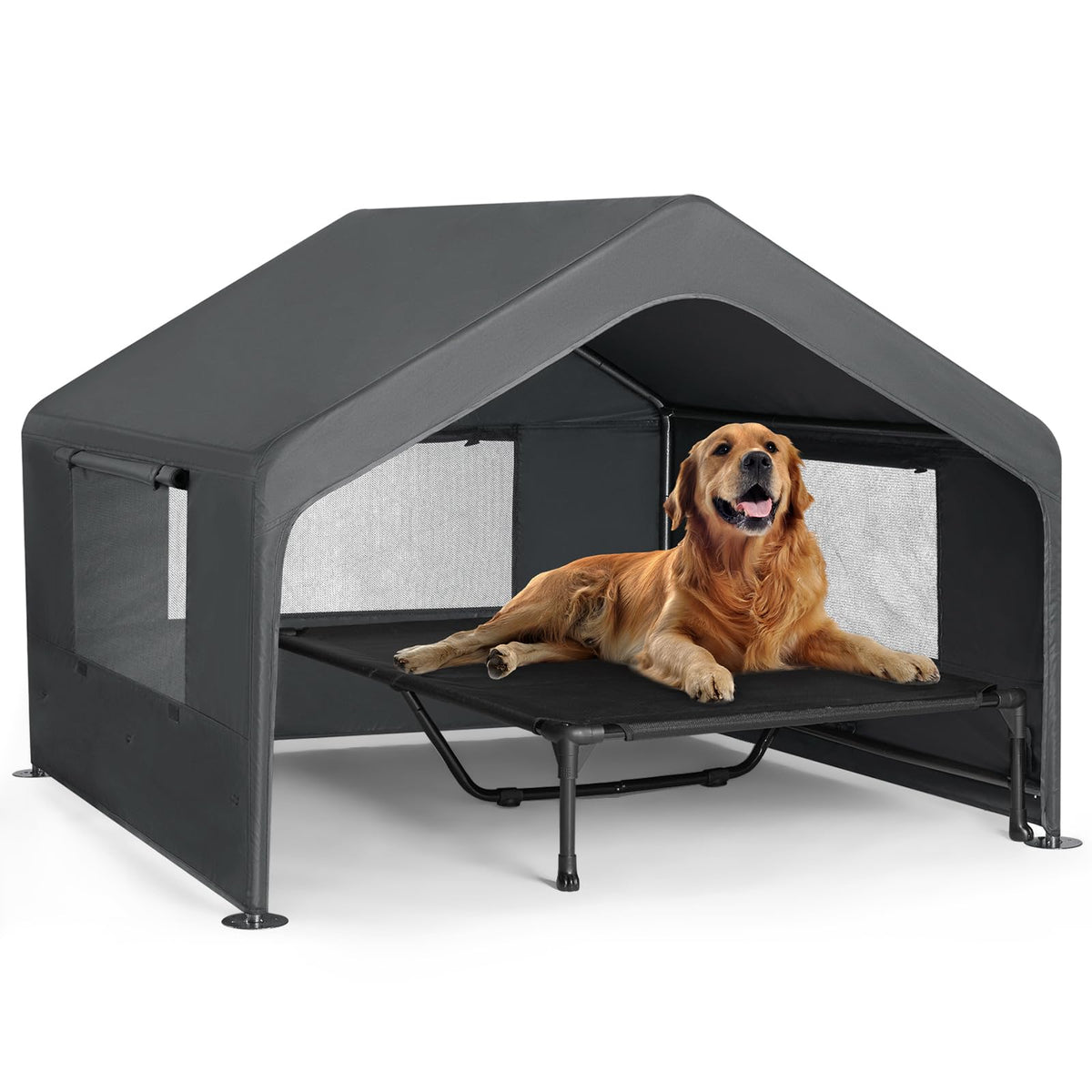 Veehoo-maison-chien-exterieure-xl-lit-eleve, abri confortable.