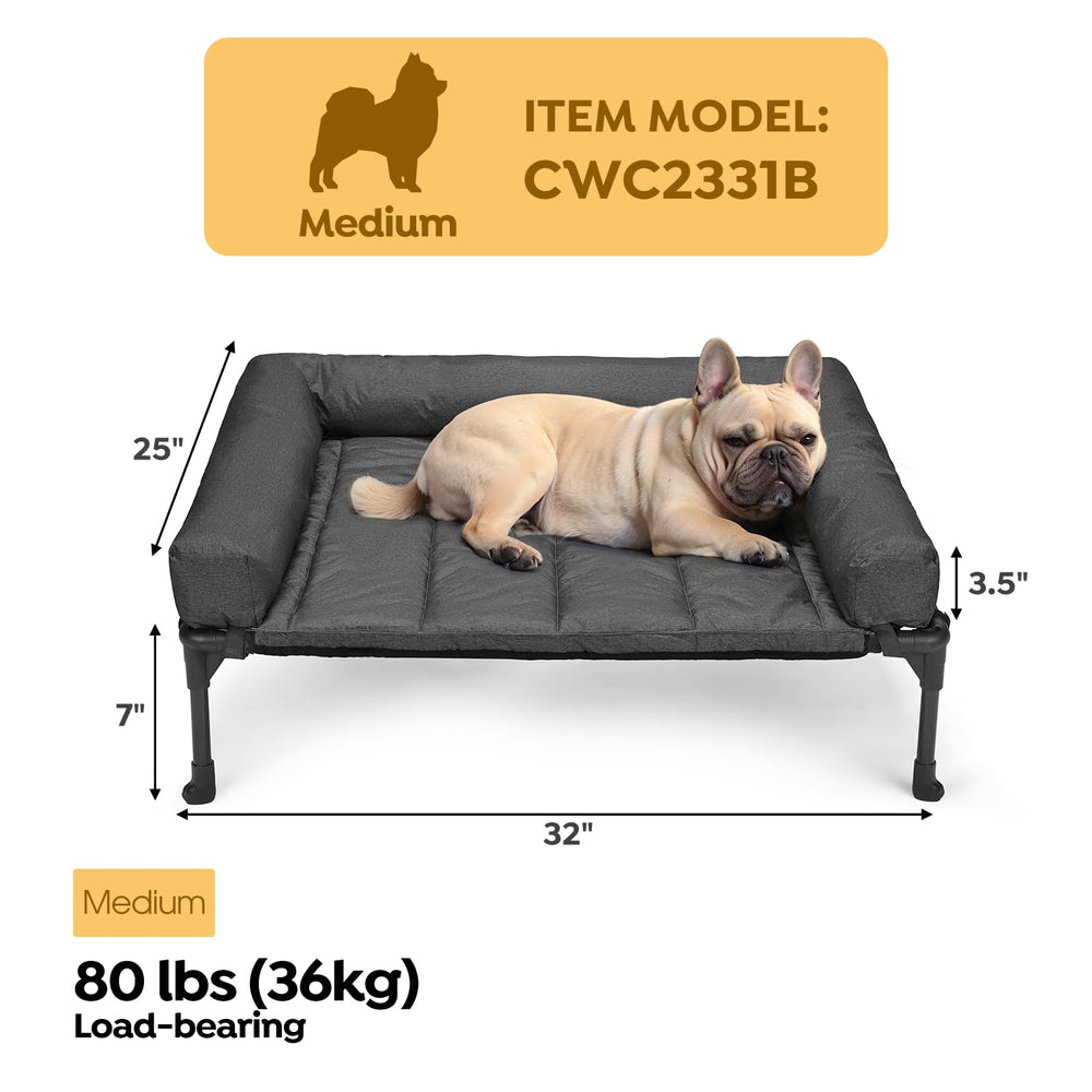 Matelas bolster tri-côtés offrant soutien et sécurité au chien.
