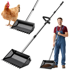 VEEMI pelle crottes poules 2 en 1, manche reglable, nettoyage efficace du poulailler.