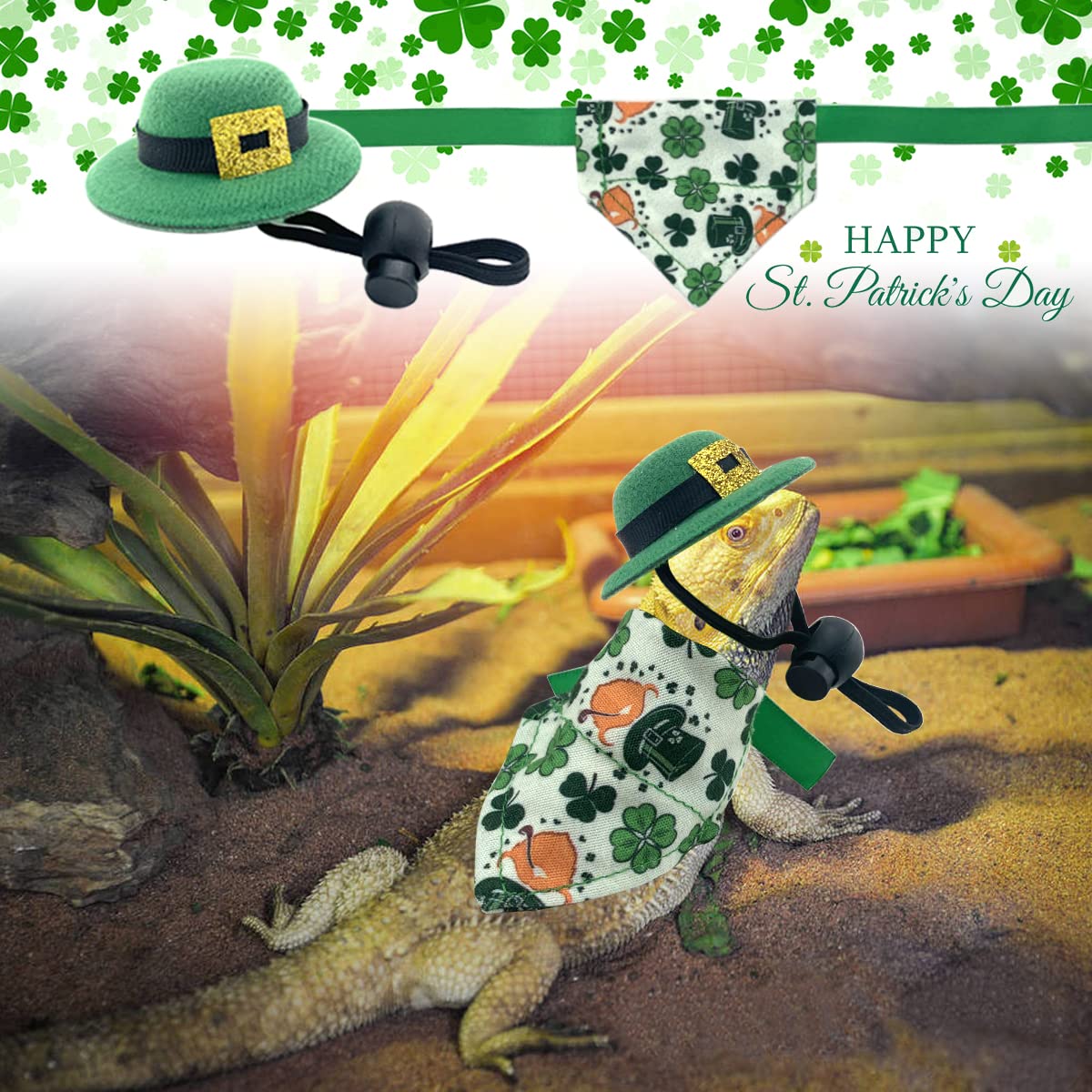 Vehomy bandana lézard Saint-Patrick, motifs trèfle pour un style joyeux