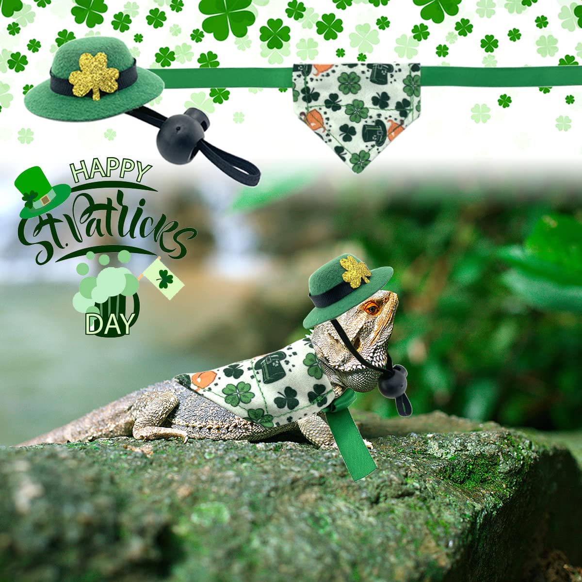 Vehomy chapeau lézard Saint-Patrick vert, ajustable et léger pour lézard