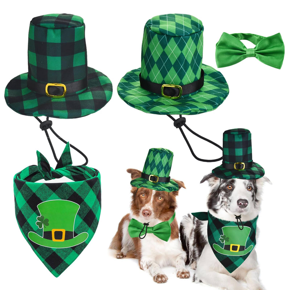 Vehomy chapeau Saint Patrick pour chien plaid buffalo, parfait pour photos festives.