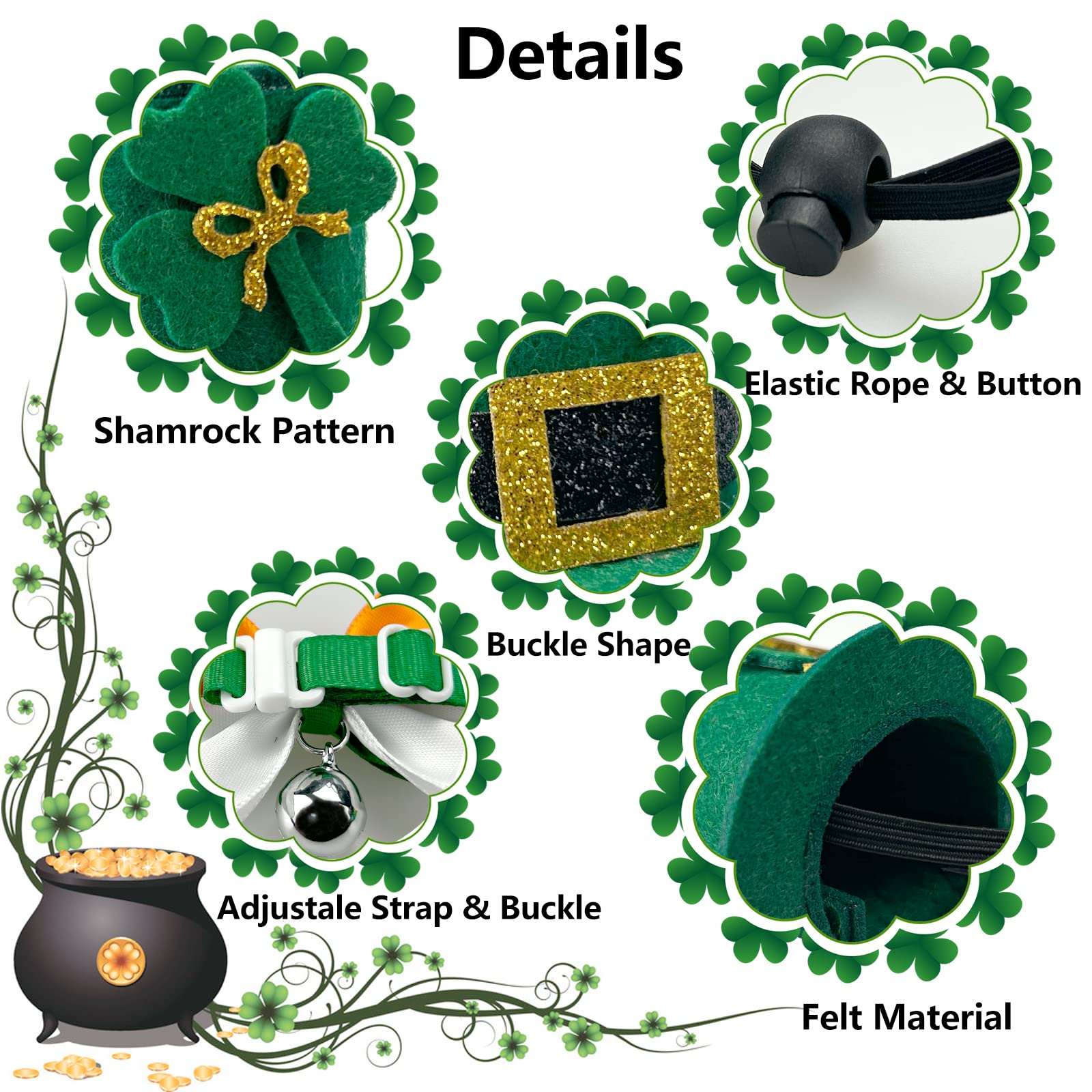 Vehomy collier ajustable Saint-Patrick, ajuste facilement et assure un port confortable.