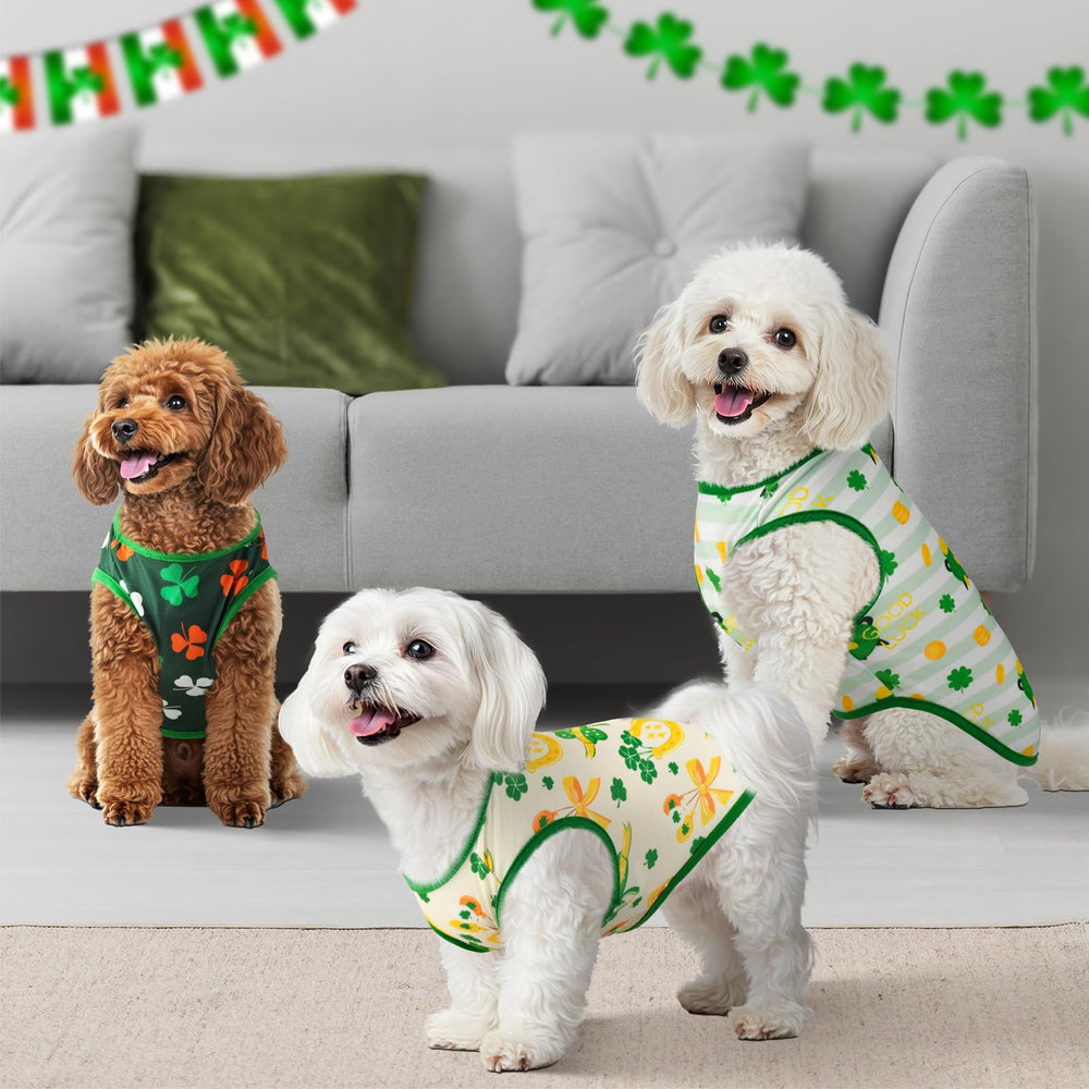 Vehomy ensemble 3-t-shirts chien Saint-Patrick vert, taille adaptée pour petites et moyennes
