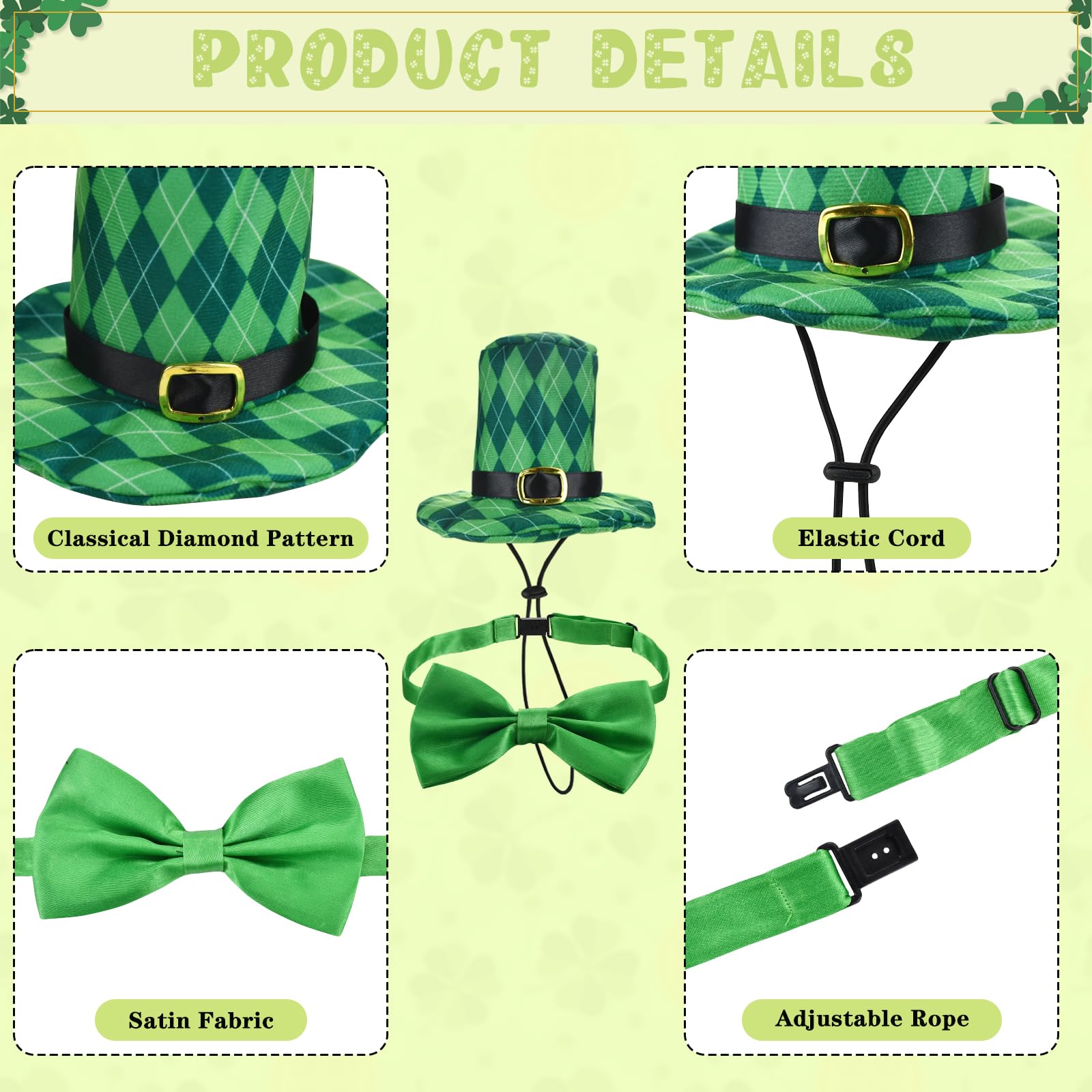 Vehomy ensemble Saint Patrick chien chat, ensemble prêt pour fête.