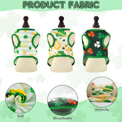 Vehomy T-shirt chien Saint-Patrick vert, motif trèfle, idéal pour sorties et photos