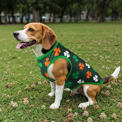 Vehomy T-shirts chien motif rayé et trèfle vert, pour occasions festives