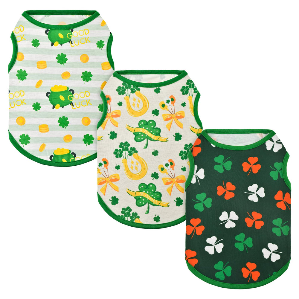 Vehomy T-shirts chien Saint-Patrick vert ensemble 3 pièces, confort et festivité