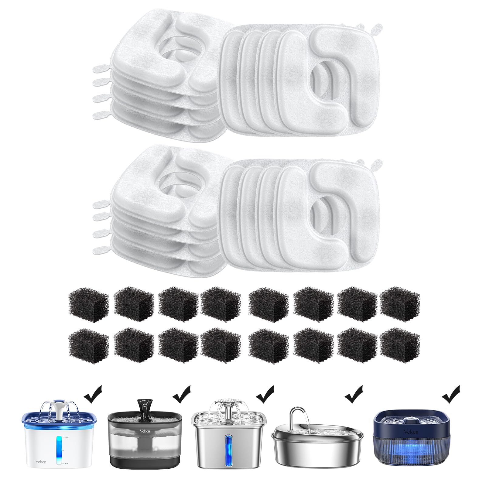 Filtre Veken pour fontaine 50oz, eau plus fraîche et goût amélioré.