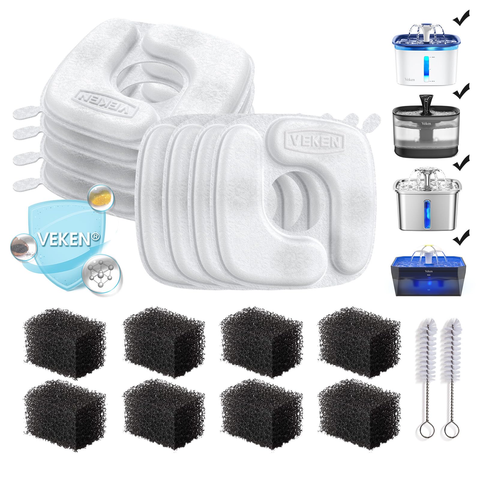 Filtres Veken pour fontaine 50oz, ensemble de 8, eau plus fraîche