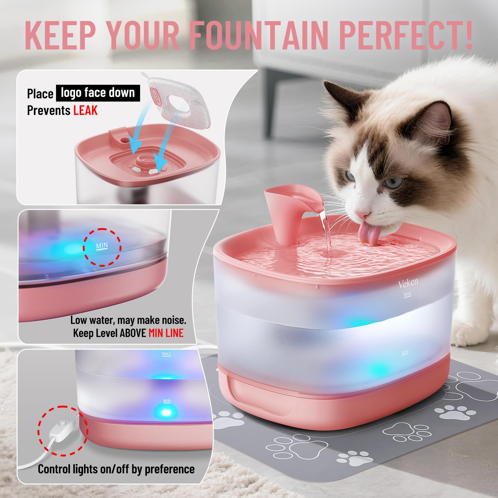 Tapis en silicone et accessoires facilitant le nettoyage.