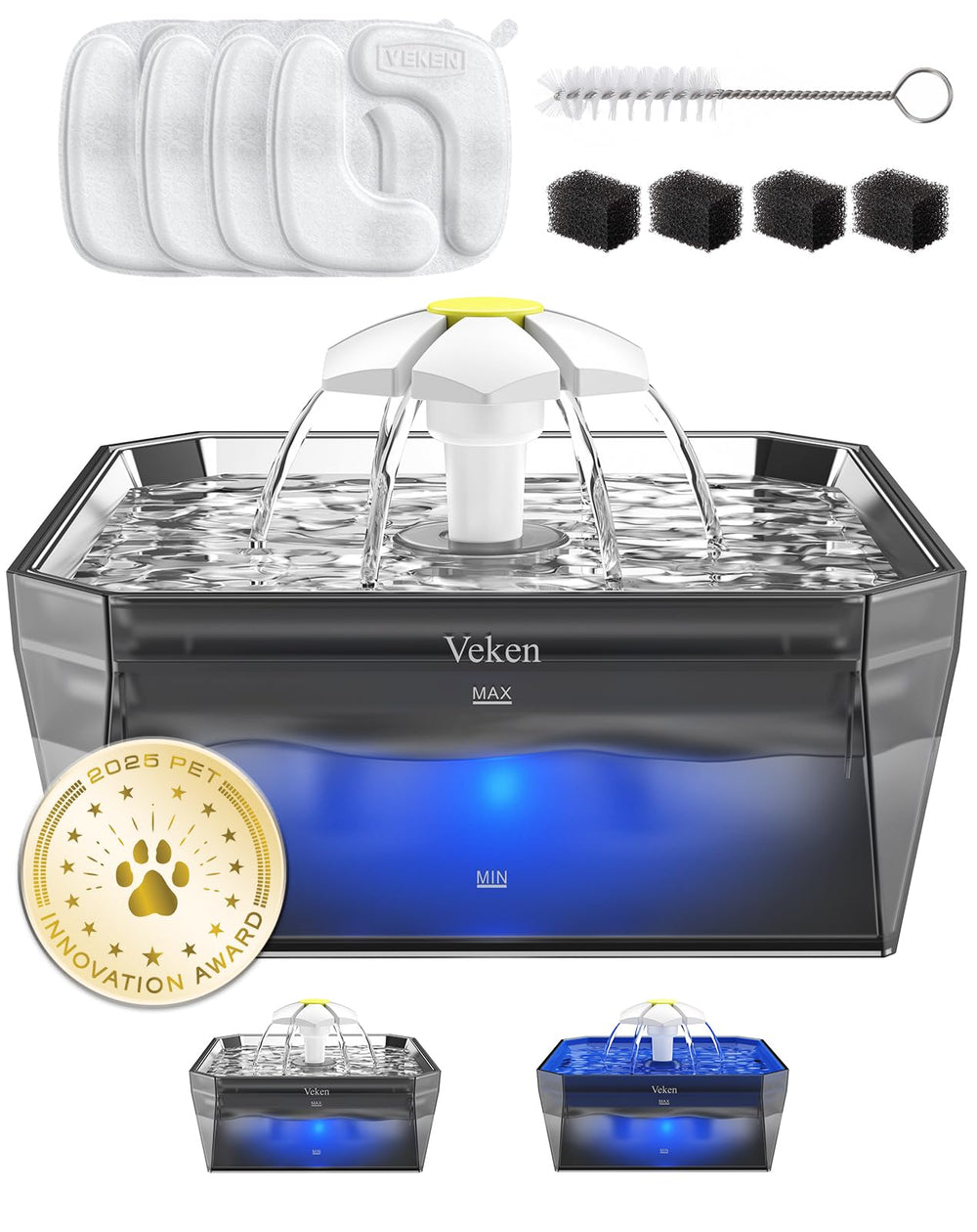 Fontaine Veken pour chatons, vue avant, pratique et facile à installer.