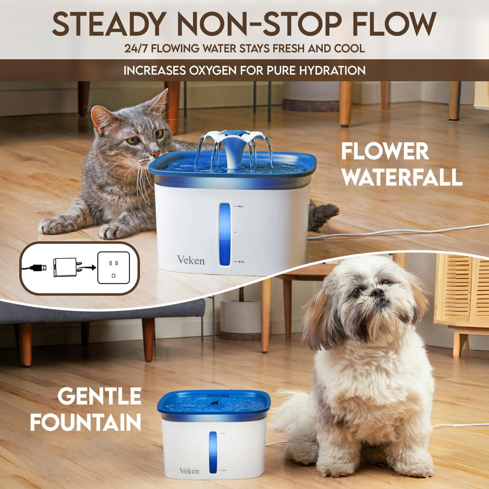 Fontaine Veken flux doux attire vos compagnons et encourage l’hydratation.