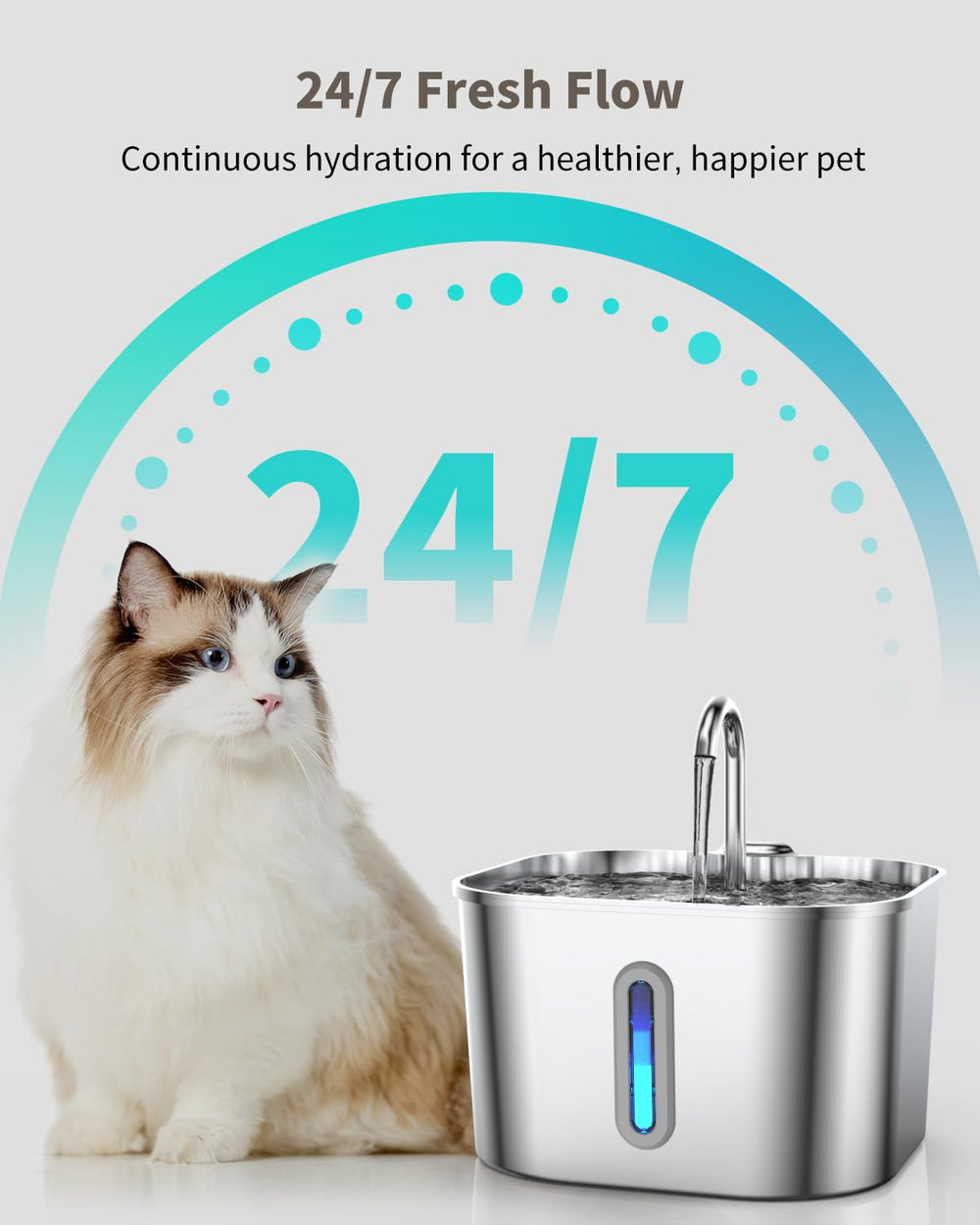 Écoulement doux de la fontaine Vekonn pour hydratation agréable